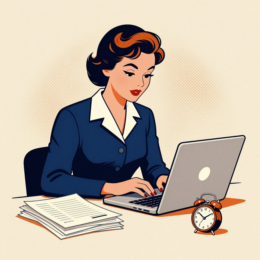 Professional woman sending follow-up email on laptop